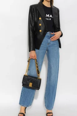 Balmain CZARNY T-shirt bez rękawów z logo