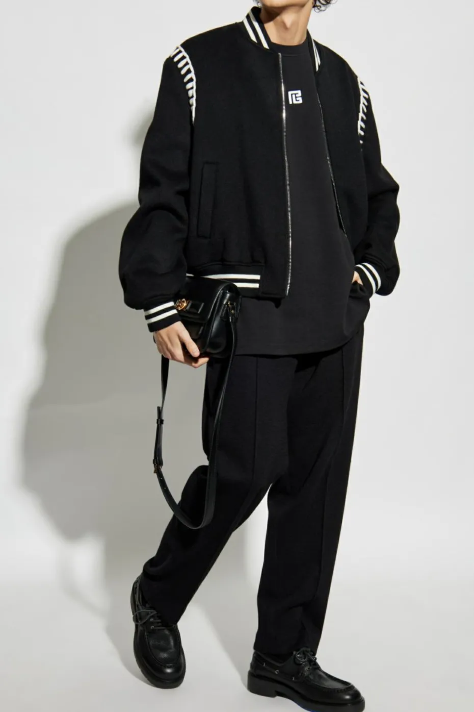 Balmain CZARNY T-shirt typu `oversize`