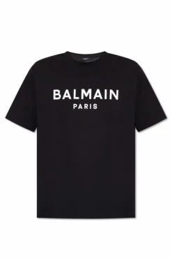 Balmain CZARNY T-shirt z logo