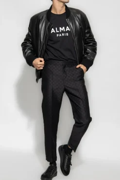 Balmain CZARNY T-shirt z logo