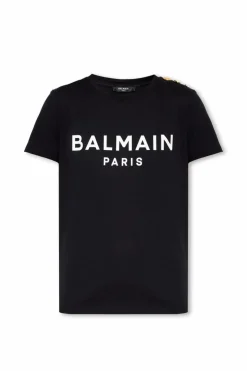 Balmain CZARNY T-shirt z logo
