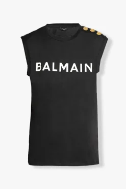 Balmain CZARNY T-shirt z logo