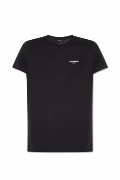 Balmain CZARNY T-shirt z logo