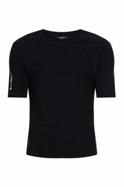 Balmain CZARNY T-shirt z monogramem