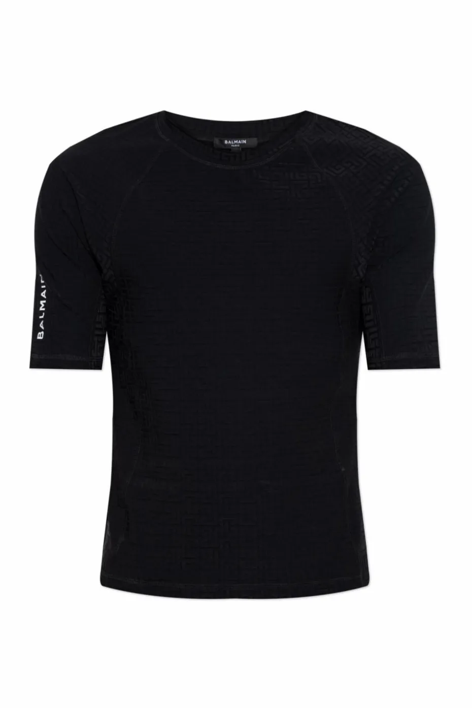 Balmain CZARNY T-shirt z monogramem