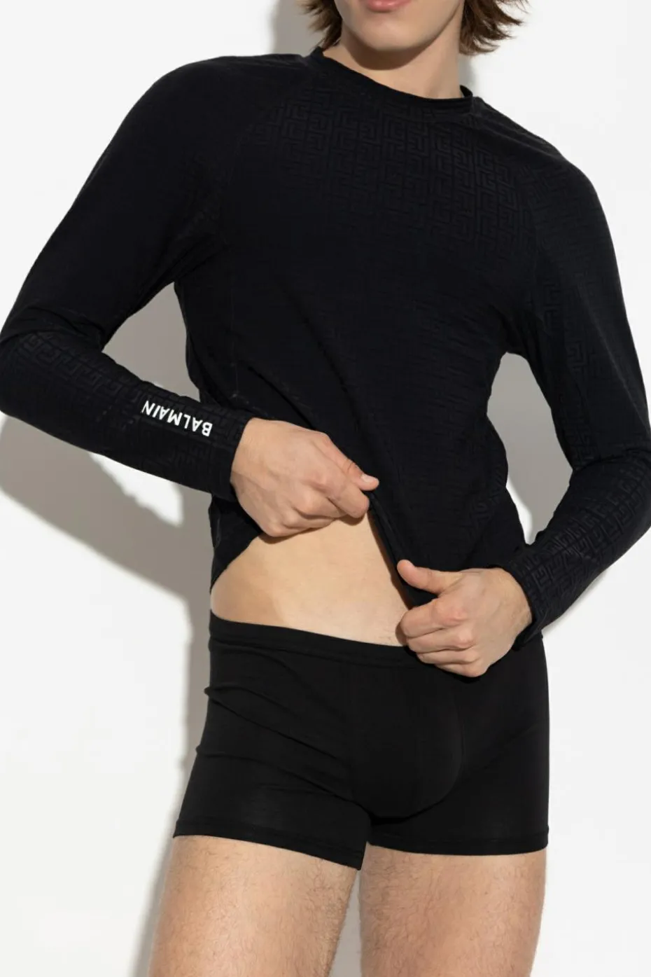 Balmain CZARNY T-shirt z monogramem
