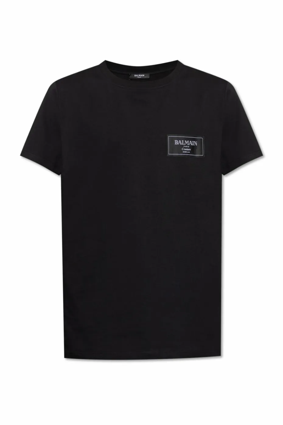 Balmain CZARNY T-shirt z naszywką z logo
