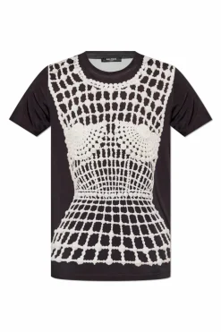 Balmain CZARNY T-shirt z nadrukiem