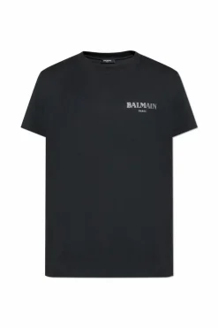 Balmain CZARNY T-shirt z nadrukowanym logo