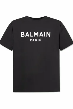 Balmain CZARNY T-shirt z nadrukowanym logo