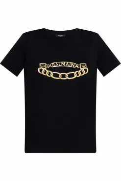 Balmain CZARNY T-shirt z nadrukiem