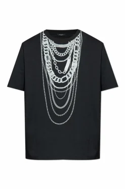 Balmain CZARNY T-shirt z nadrukiem