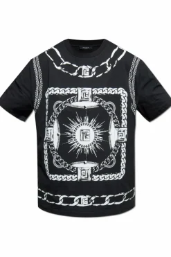 Balmain CZARNY T-shirt z nadrukiem