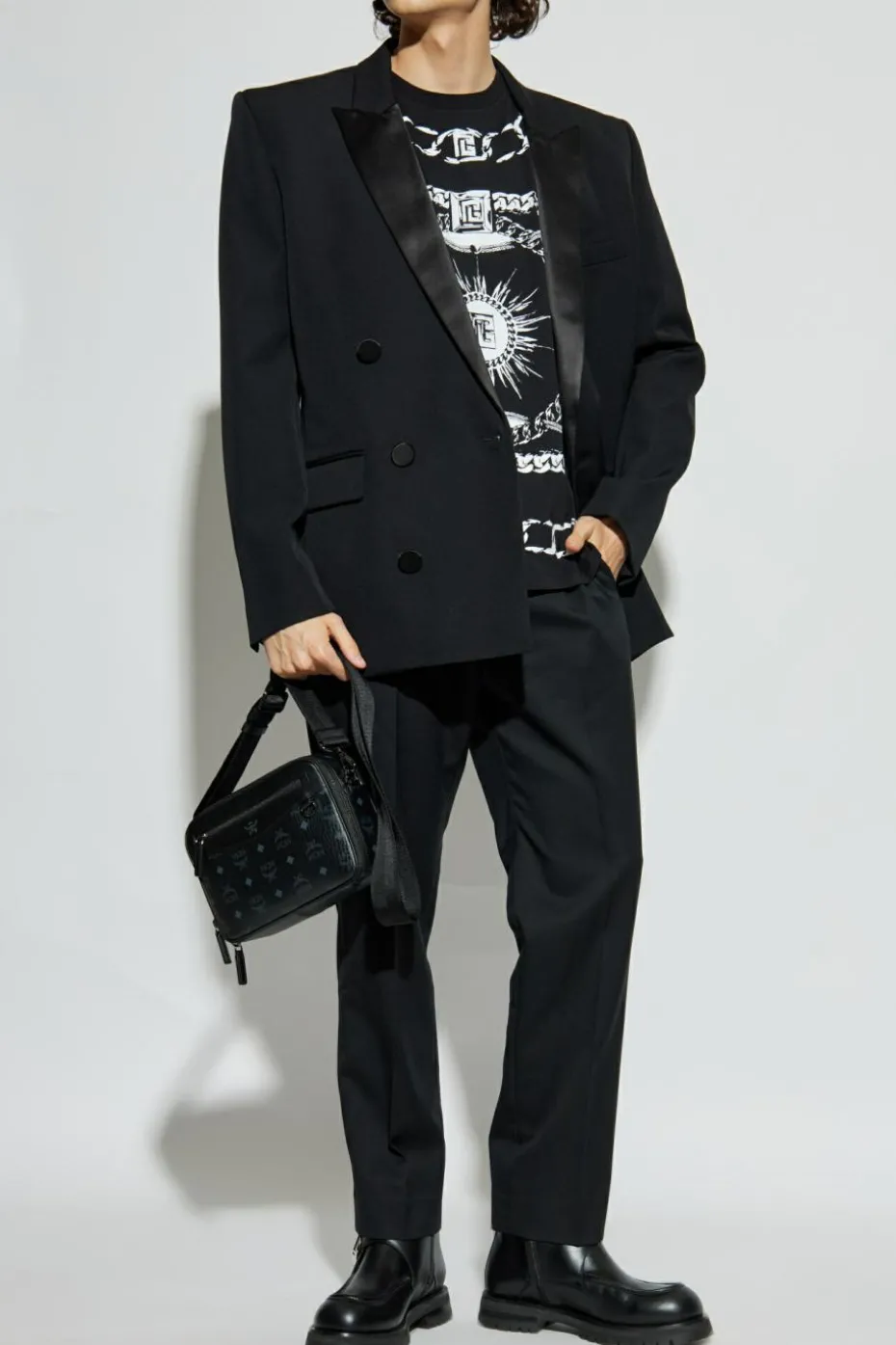 Balmain CZARNY T-shirt z nadrukiem