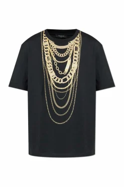 Balmain CZARNY T-shirt z nadrukiem