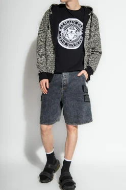 Balmain CZARNY T-shirt z nadrukiem
