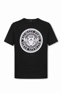 Balmain CZARNY T-shirt z nadrukiem