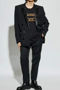 Balmain CZARNY T-shirt z połyskującymi aplikacjami