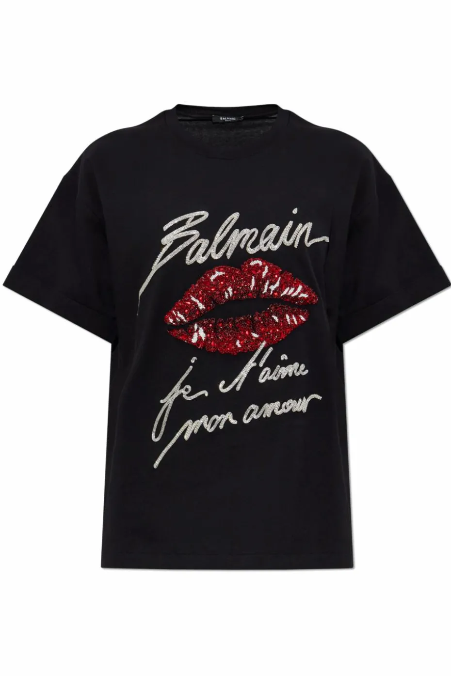 Balmain CZARNY T-shirt z połyskującymi aplikacjami