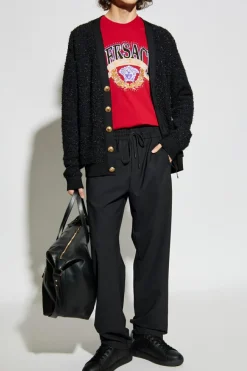 Balmain CZARNY Tweedowy kardigan