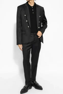 Balmain CZARNY Wełniana marynarka