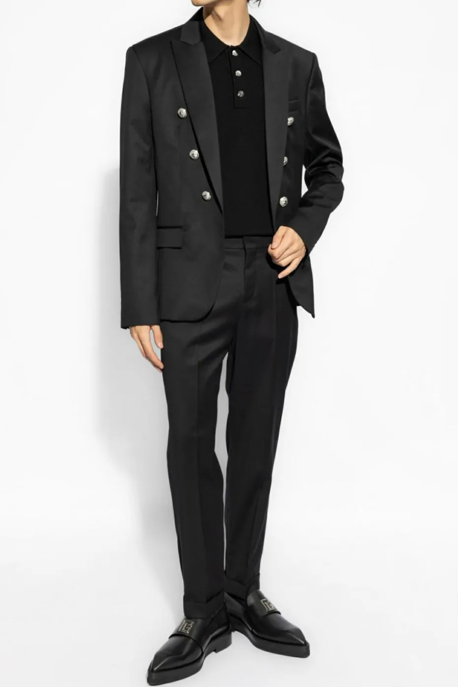 Balmain CZARNY Wełniana marynarka