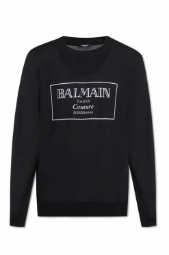 Balmain CZARNY Wełniany sweter z logo