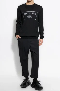 Balmain CZARNY Wełniany sweter z logo