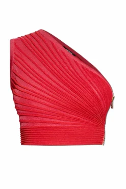 Balmain CZERWONY Krótki top na jedno ramię