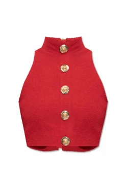 Balmain CZERWONY Top na szyję