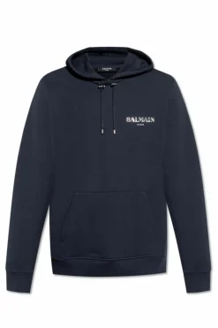 Balmain GRANATOWY Bluza z kapturem