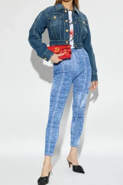 Balmain GRANATOWY Krótka jeansowa kurtka