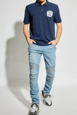 Balmain GRANATOWY Polo z logo