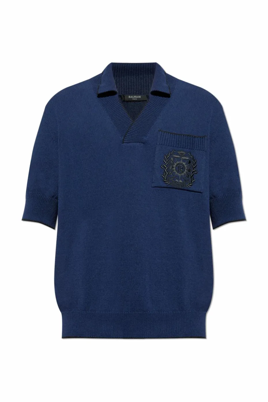 Balmain GRANATOWY Polo z kieszenią