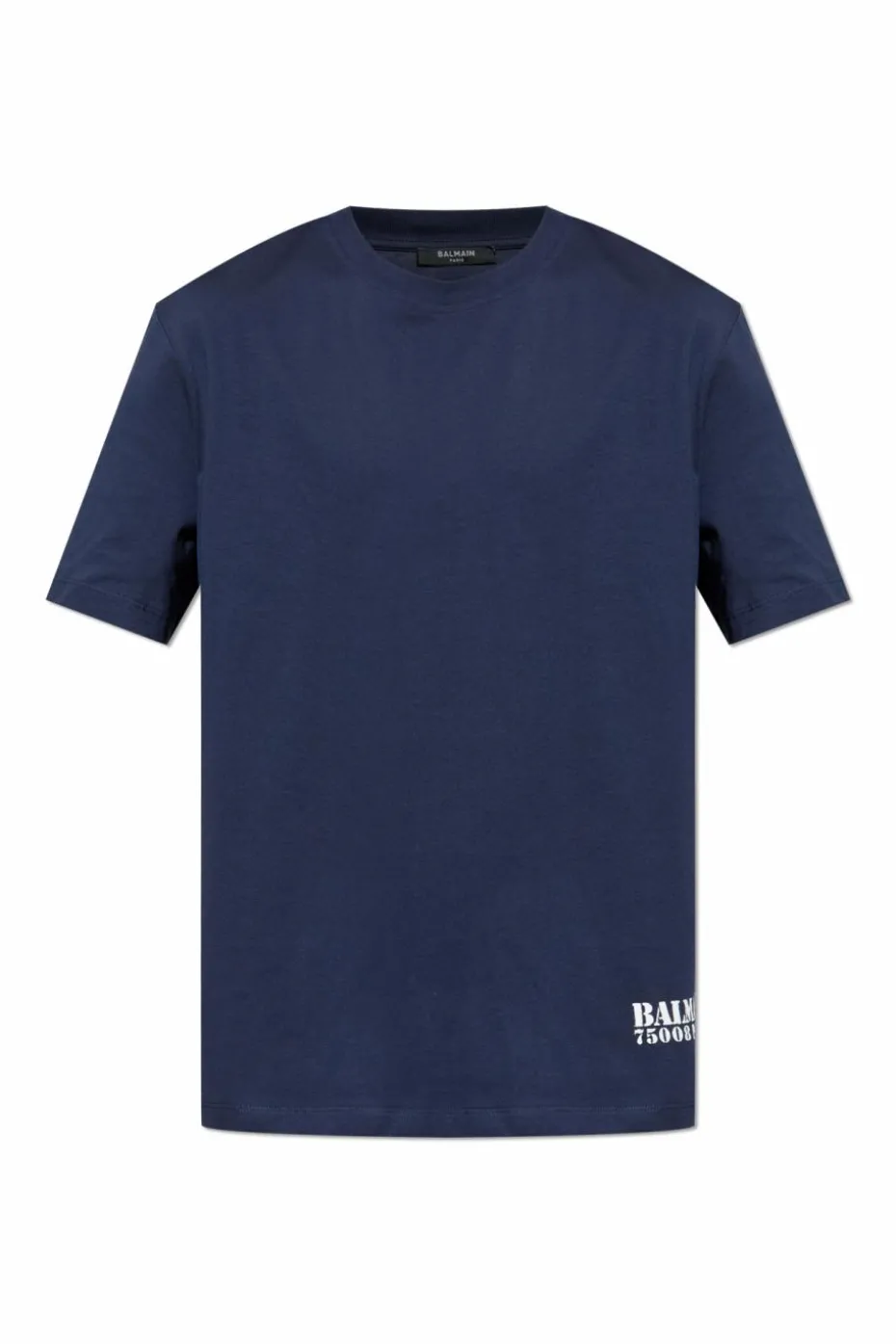 Balmain GRANATOWY T-shirt z nadrukowanym logo