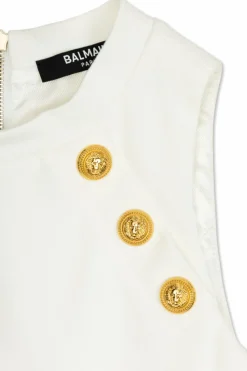 Balmain Kids BIAŁY Sukienka z guzikami
