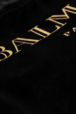 Balmain Kids CZARNY Aksamitna bluza z logo