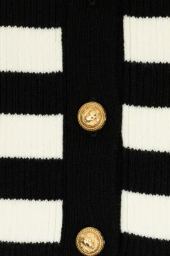 Balmain Kids CZARNY Kardigan ze wzorem w pasy