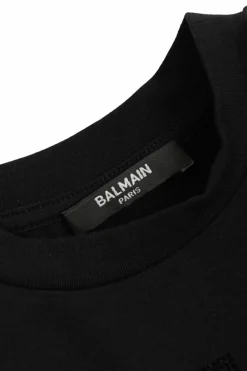 Balmain Kids CZARNY T-shirt z logo