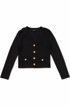 Balmain Kids GRANATOWY Kardigan z monogramem