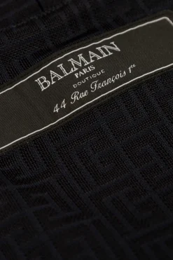 Balmain Kids GRANATOWY Kardigan z monogramem