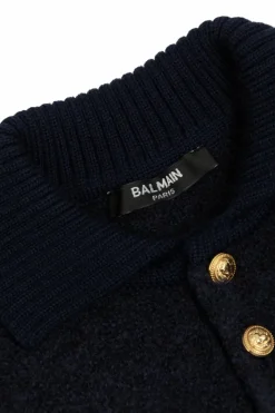 Balmain Kids GRANATOWY Sweter z naszywką