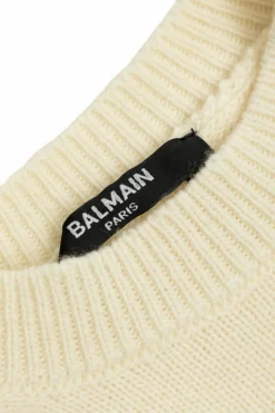 Balmain Kids kremowy Sweter z logo