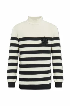 Balmain kremowy Sweter z aplikacją