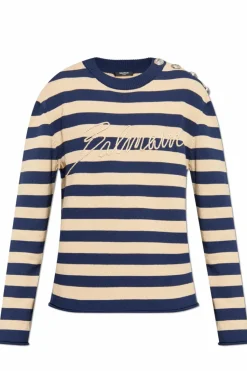 Balmain kremowy Sweter z logo
