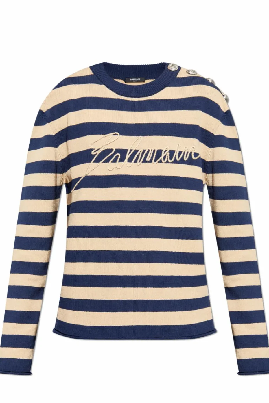 Balmain kremowy Sweter z logo