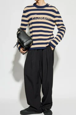Balmain kremowy Sweter z logo