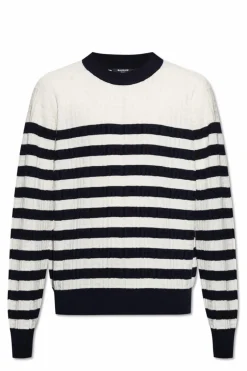 Balmain kremowy Sweter ze wzorem w pasy