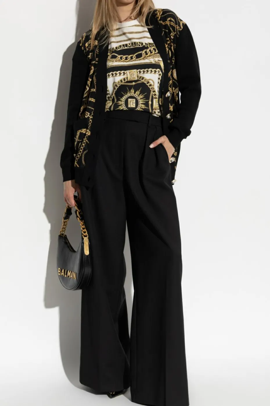 Balmain kremowy Top z nadrukiem