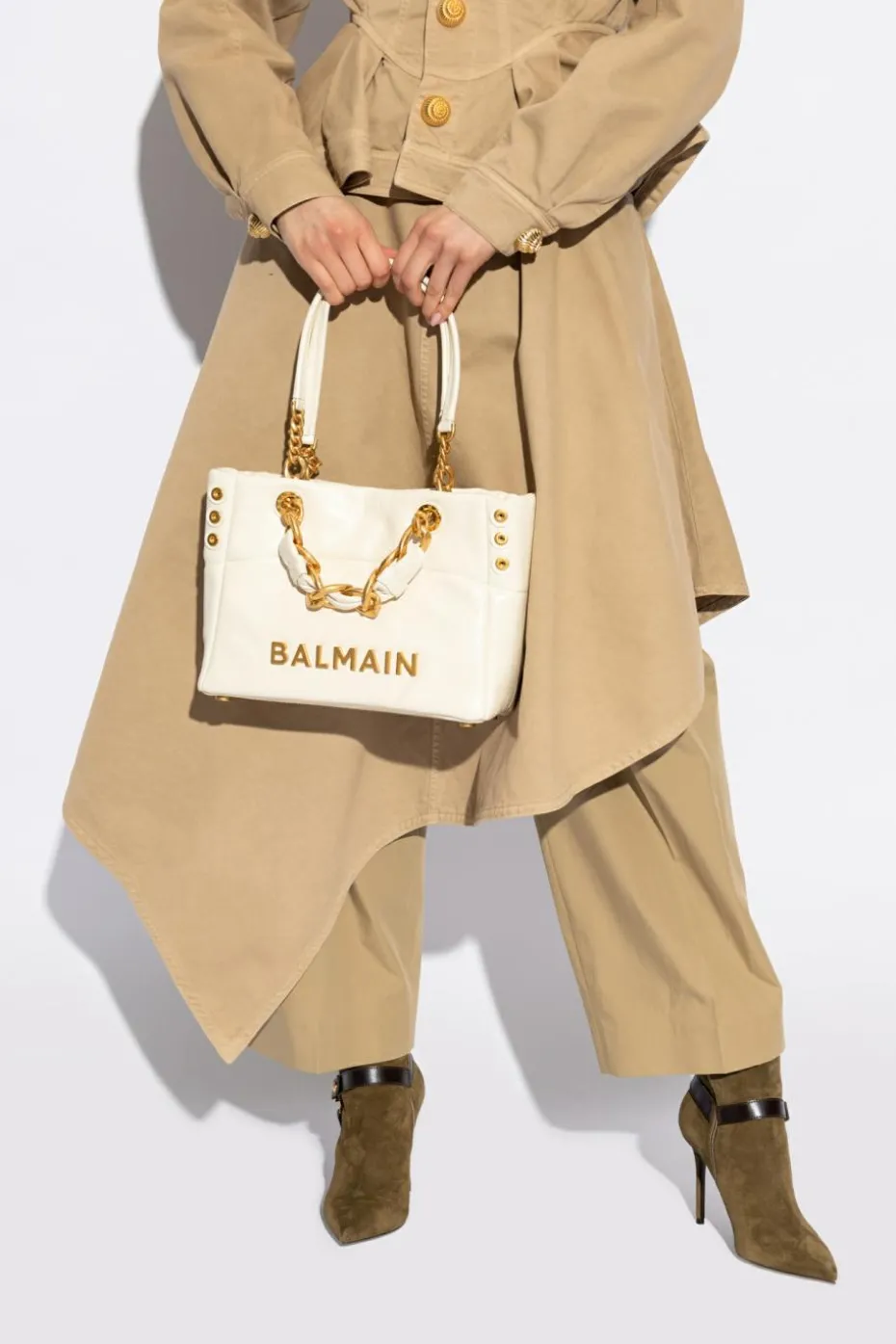 Balmain kremowy Torba `1945 Small` typu `shopper`